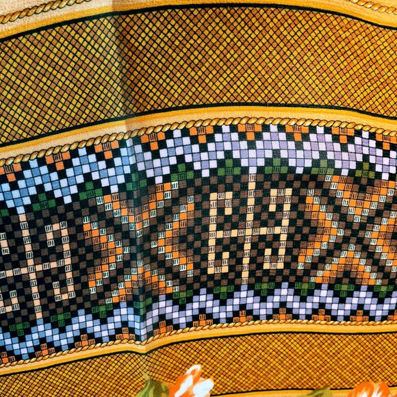 Christian Dior Vintage Silk Scarf – Floral Pattern with Geometric Border - Picture 8 of 12